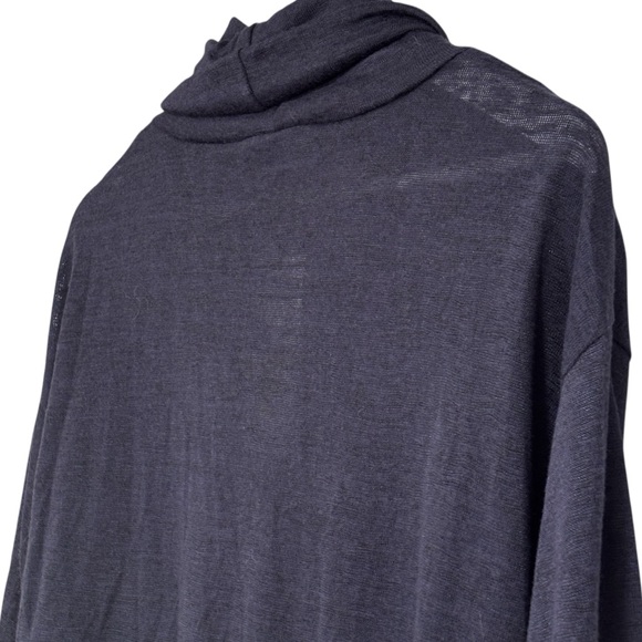 DKNY Dark Navy Blue Sheer Long Sleeve Top Size Medium NWT Womens - Picture 10 of 12